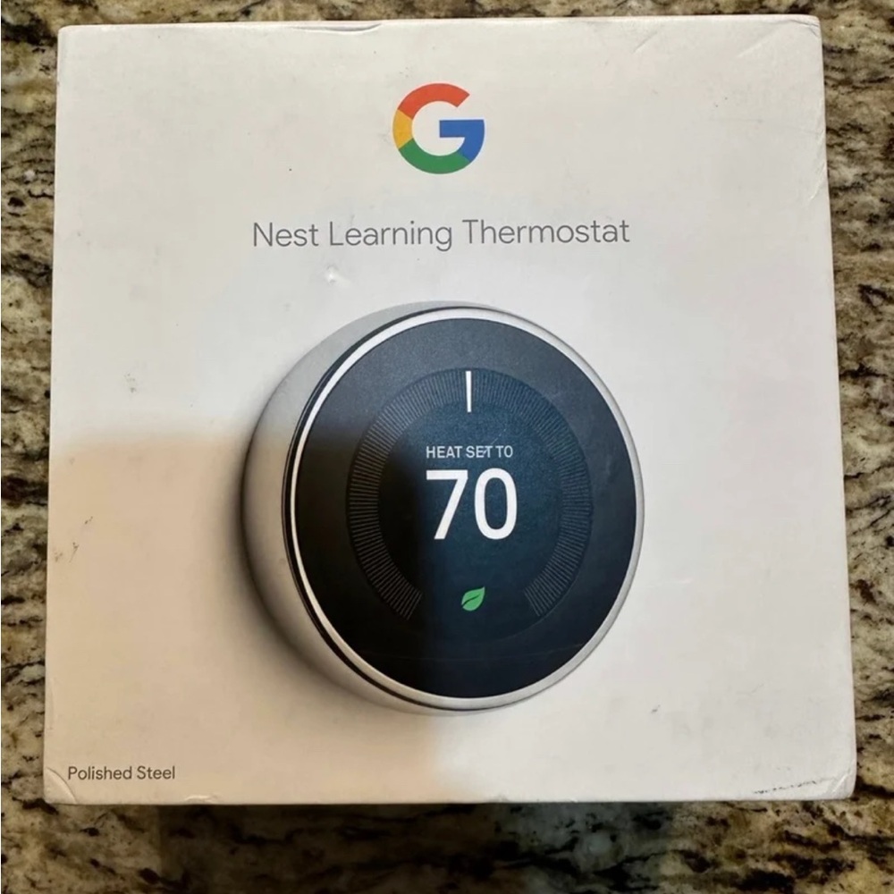 Nest Google, T3019US, Nest Learning Thermostat, 3rd Gen, Polished Steel- Brand